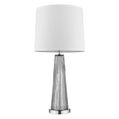 29" Silver Glass Buffet Lamp With Off White Empire Shade