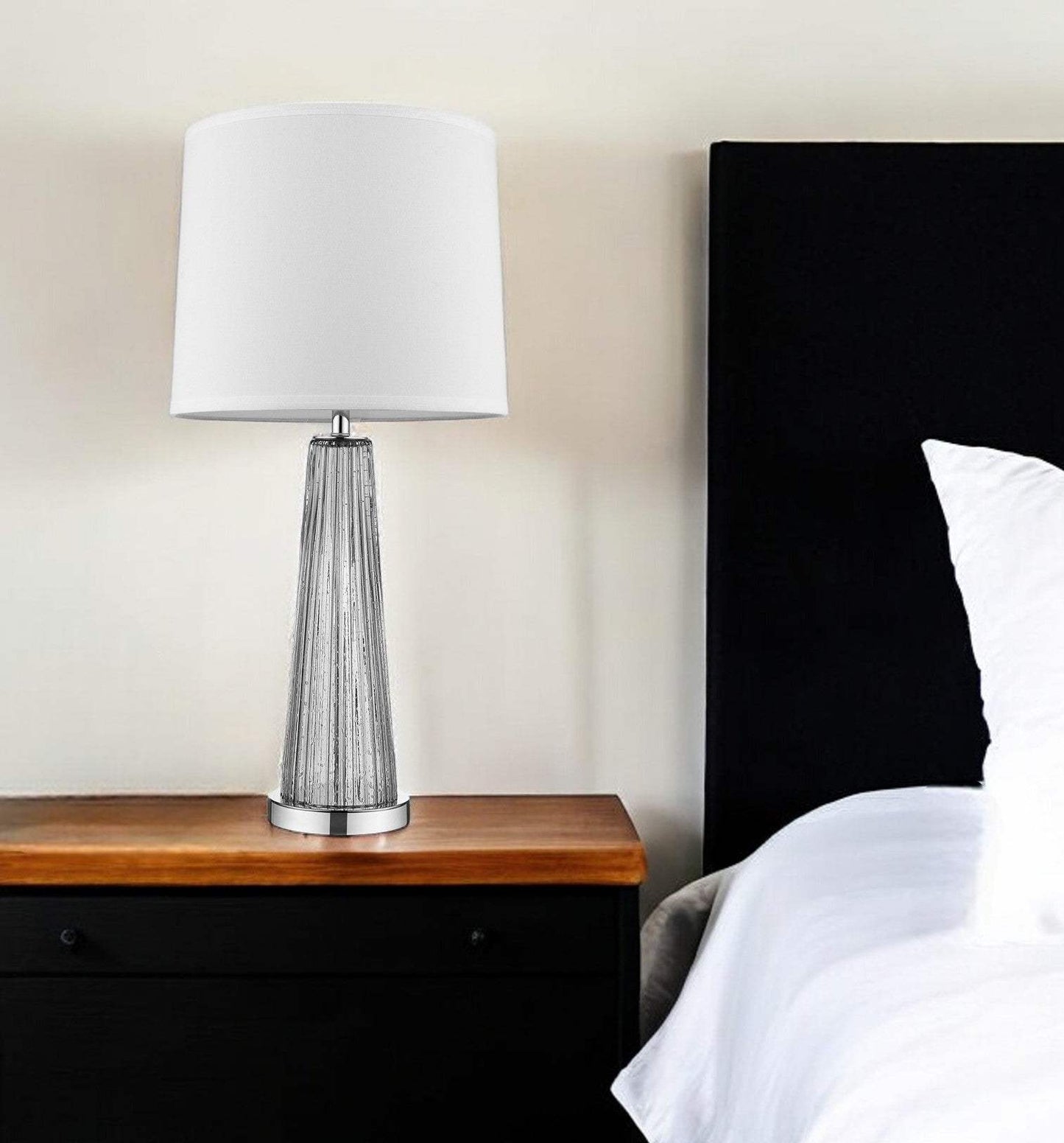 29" Silver Glass Buffet Lamp With Off White Empire Shade - Homeroots - Flyclothing LLC