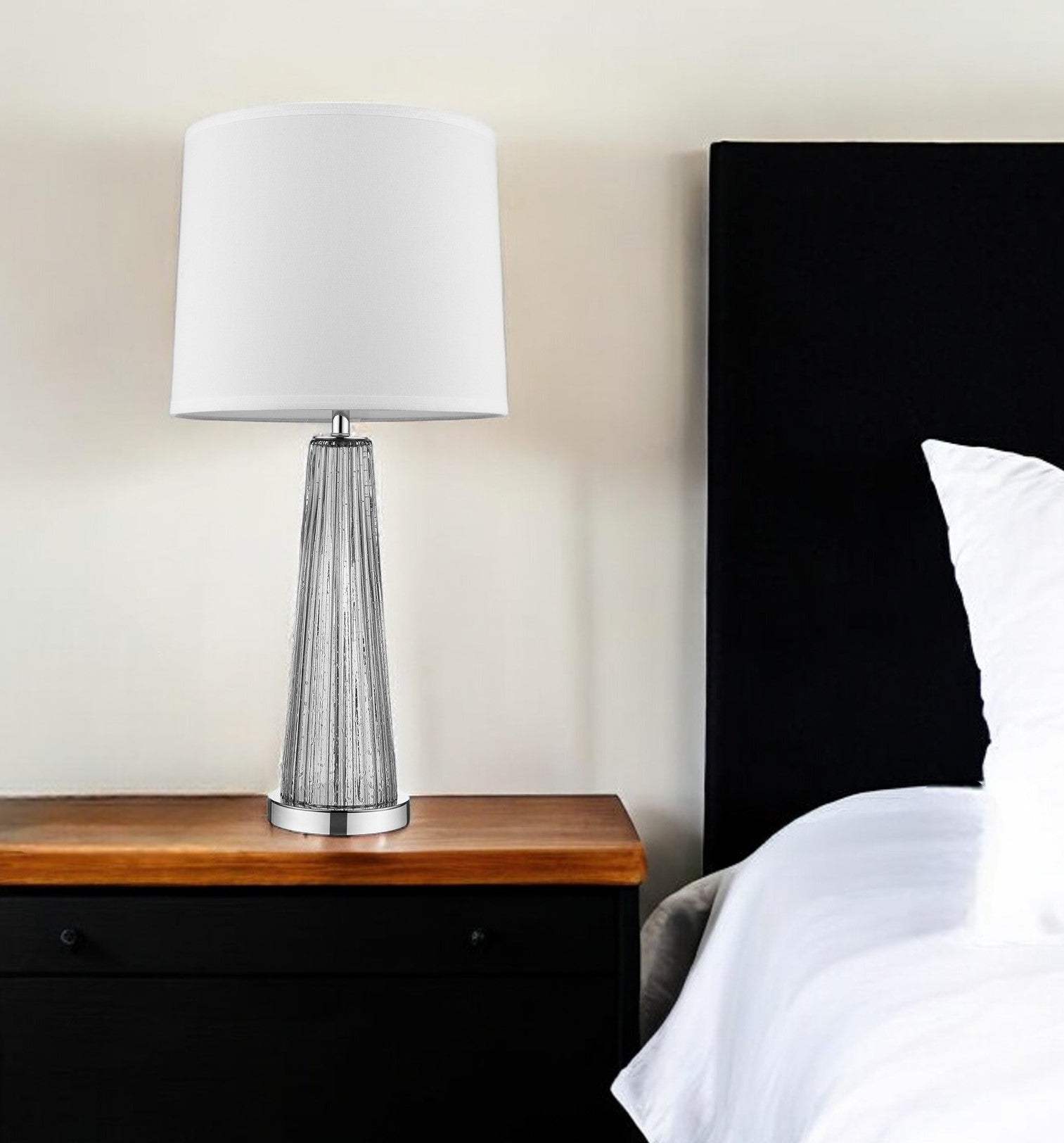 29" Silver Glass Buffet Lamp With Off White Empire Shade - Homeroots - Flyclothing LLC
