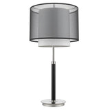 32" Black and Silver Metal Column Lamp With Black and White Drum Shade - Homeroots