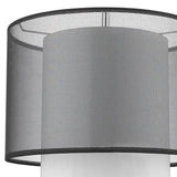 32" Black and Silver Metal Column Lamp With Black and White Drum Shade - Homeroots