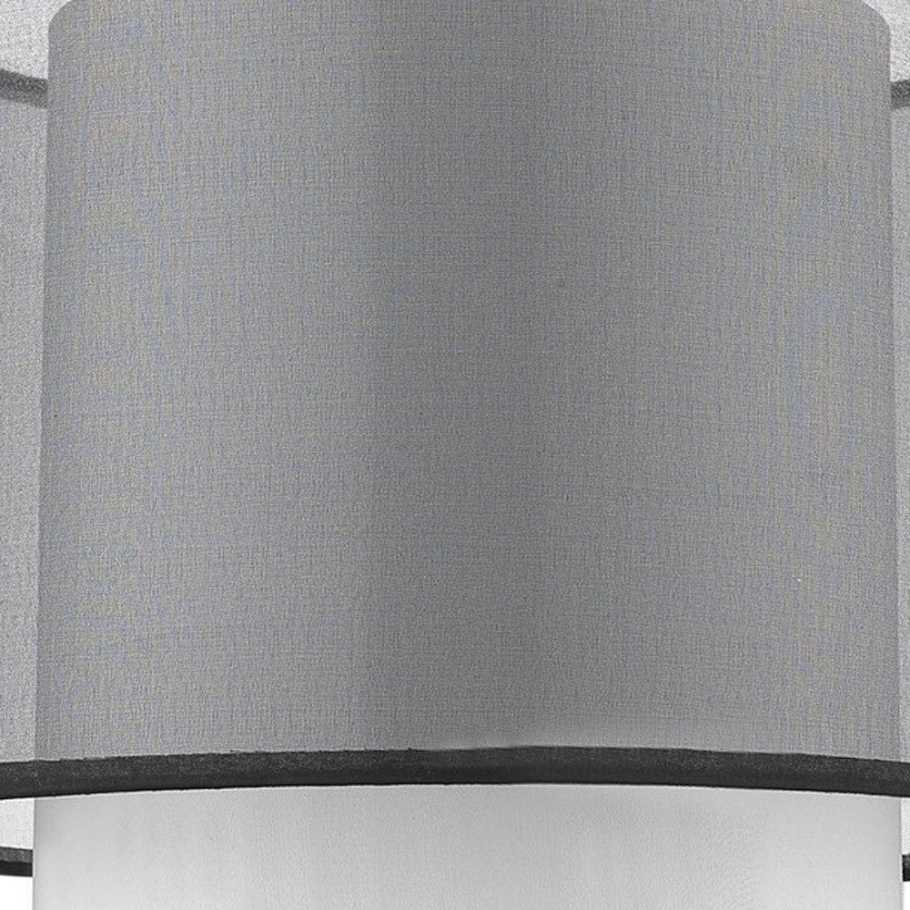 32" Black and Silver Metal Column Lamp With Black and White Drum Shade - Homeroots