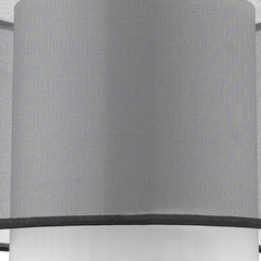32" Black and Silver Metal Column Lamp With Black and White Drum Shade