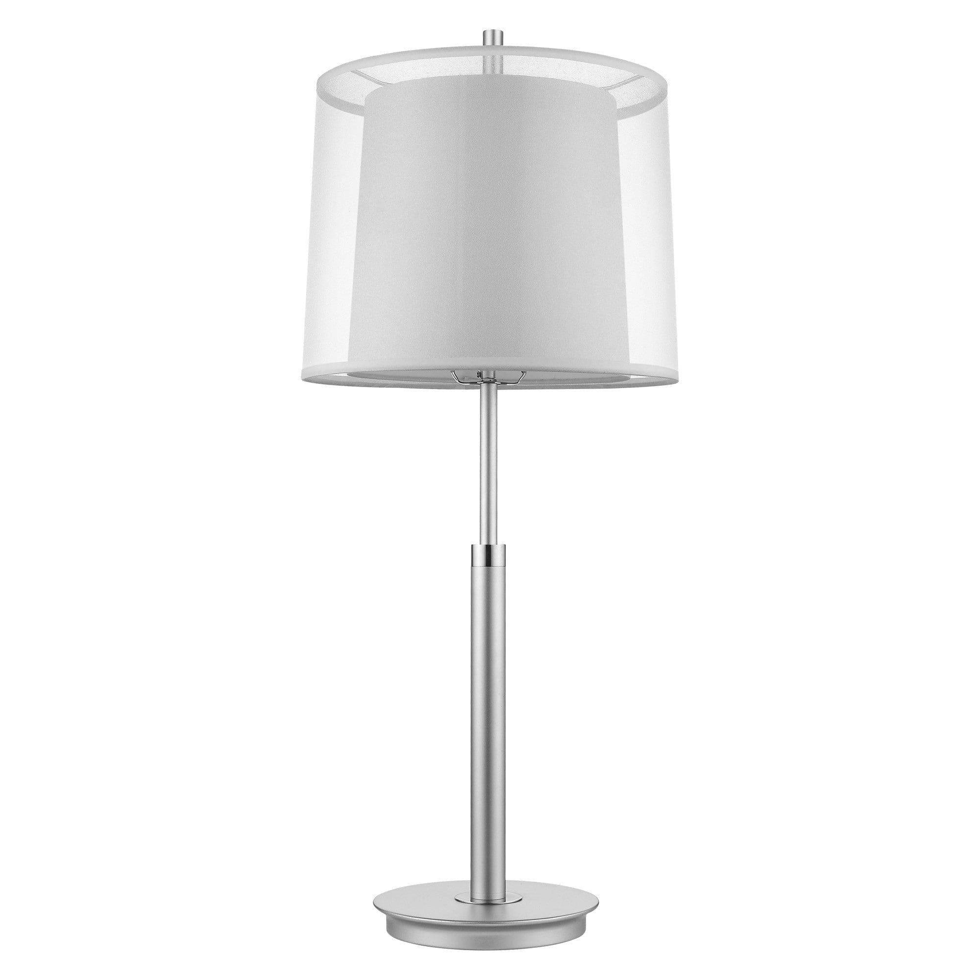31" Silver Metal Table Lamp With White Empire Shade - Homeroots