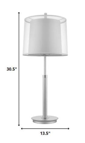 31" Silver Metal Table Lamp With White Empire Shade - Homeroots