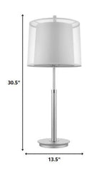31" Silver Metal Table Lamp With White Empire Shade - Homeroots