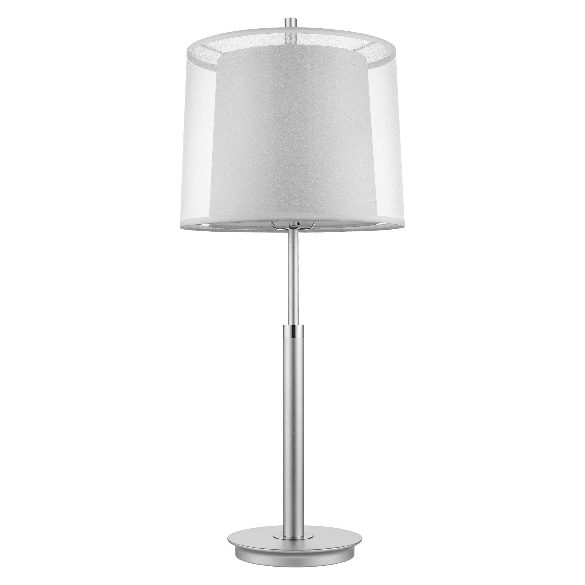 31" Silver Metal Table Lamp With White Empire Shade - Homeroots