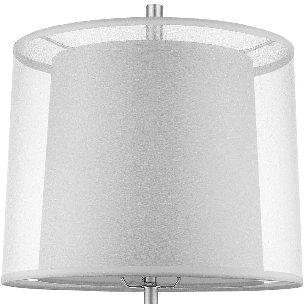 31" Silver Metal Table Lamp With White Empire Shade - Homeroots