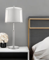 31" Silver Metal Table Lamp With White Empire Shade - Homeroots - Flyclothing LLC