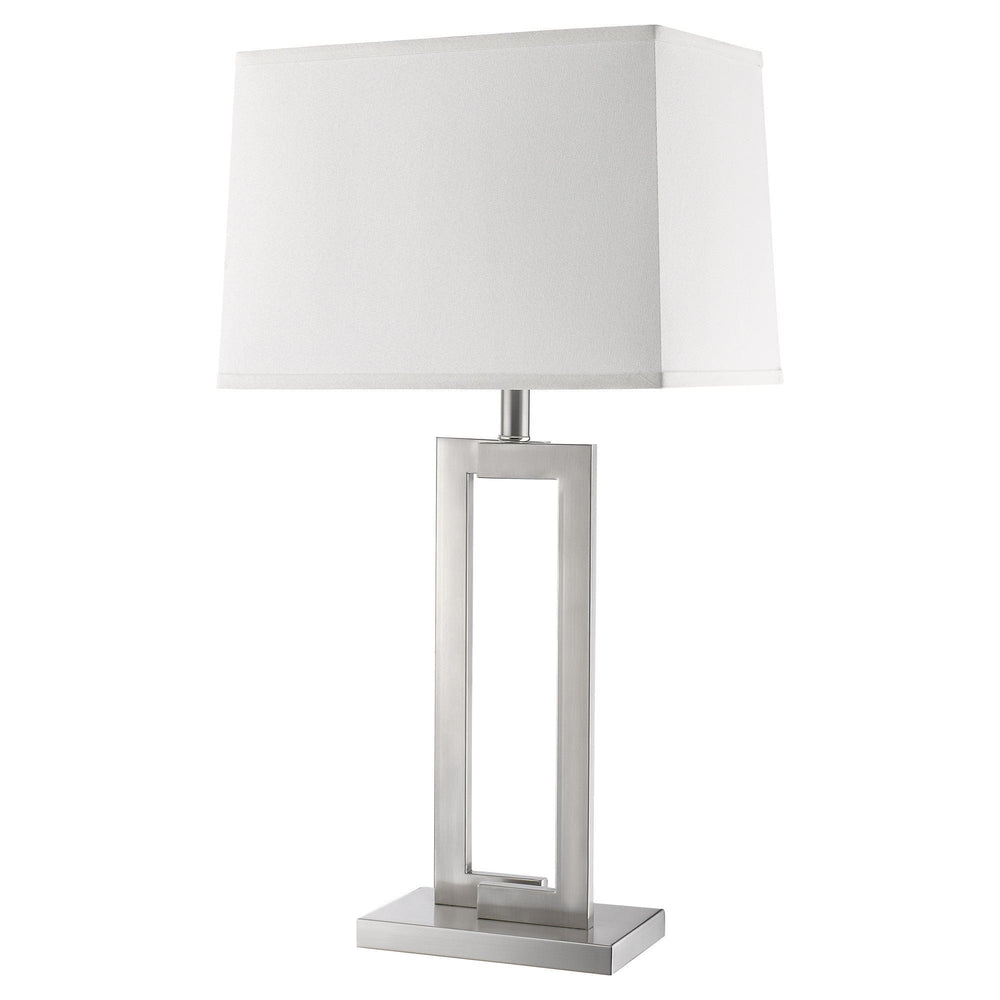 30" Silver Metal Table Lamp With White Rectangular Shade - Homeroots - Flyclothing LLC