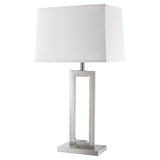 30" Silver Metal Table Lamp With White Rectangular Shade - Homeroots