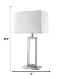 30" Silver Metal Table Lamp With White Rectangular Shade - Homeroots - Flyclothing LLC