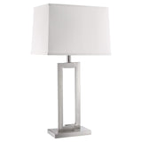 30" Silver Metal Table Lamp With White Rectangular Shade - Homeroots - Flyclothing LLC