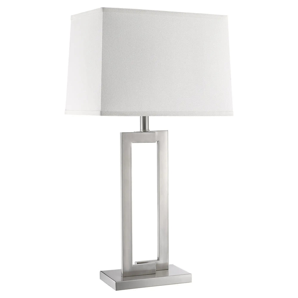 30" Silver Metal Table Lamp With White Rectangular Shade - Homeroots - Flyclothing LLC