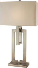 36" Nickel Iron Geometric Table Lamp With Ivory Shade - Homeroots - Flyclothing LLC