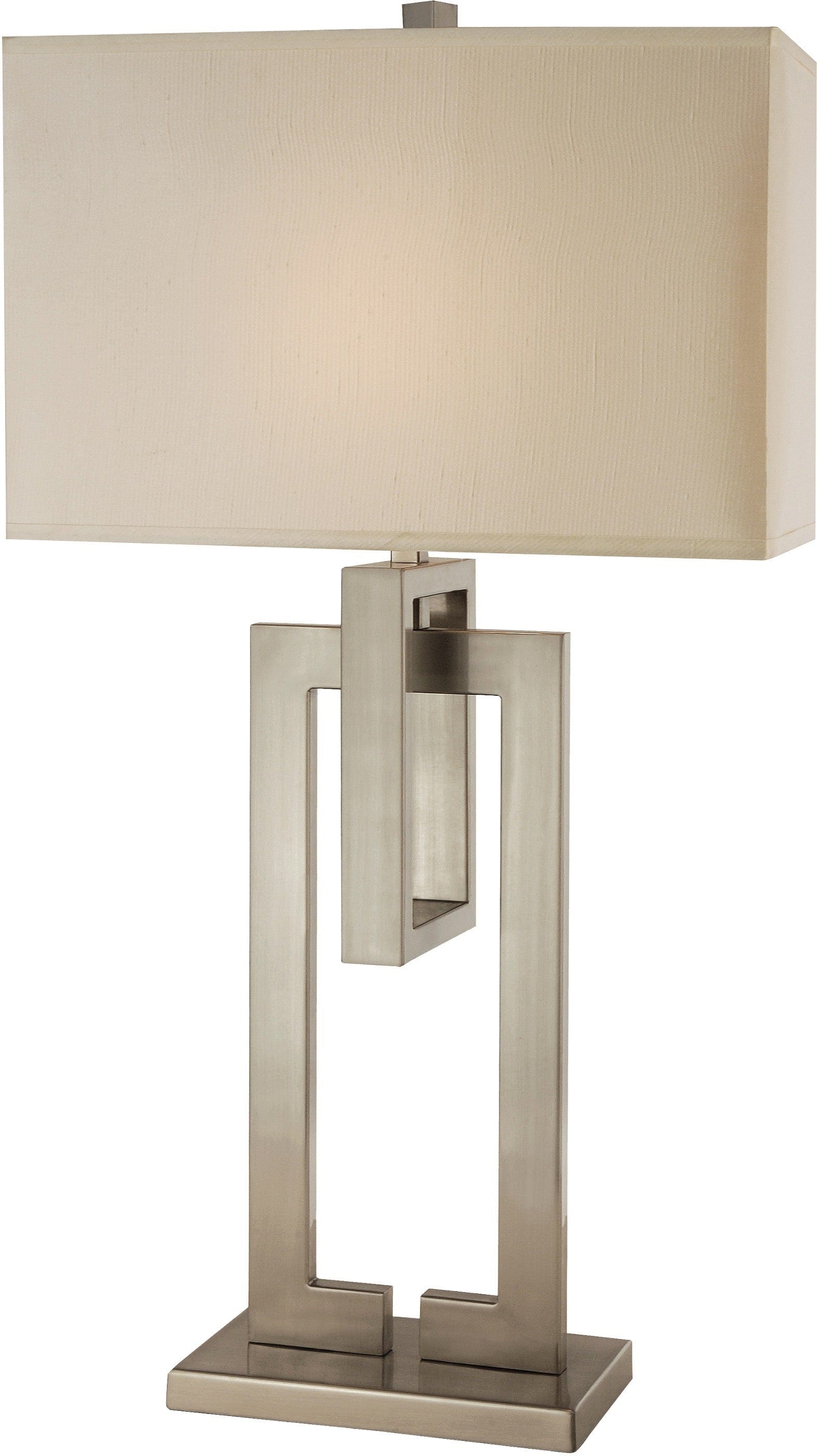 36" Nickel Iron Geometric Table Lamp With Ivory Shade - Homeroots - Flyclothing LLC