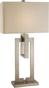 36" Nickel Iron Geometric Table Lamp With Ivory Shade - Homeroots - Flyclothing LLC