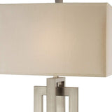 36" Nickel Iron Geometric Table Lamp With Ivory Shade - Homeroots - Flyclothing LLC