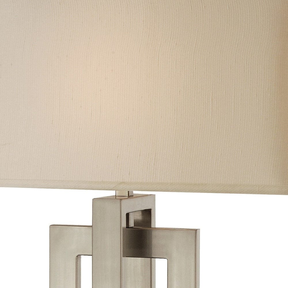 36" Nickel Iron Geometric Table Lamp With Ivory Shade - Homeroots