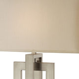36" Nickel Iron Geometric Table Lamp With Ivory Shade - Homeroots