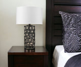26" Black Metal Column Table Lamp With White Drum Shade - Homeroots - Flyclothing LLC