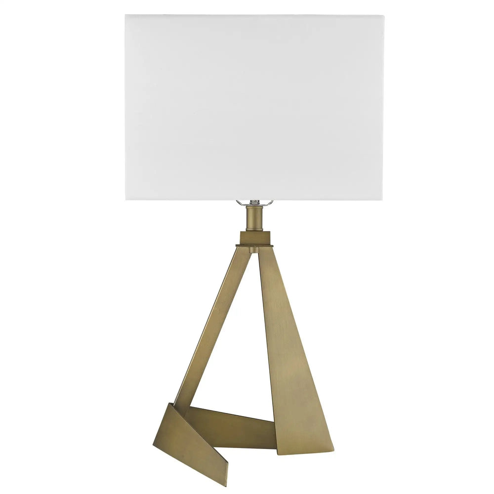 25" Brass Metal Novelty Table Lamp With White Shade - Homeroots