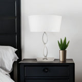25" Nickel Metal Novelty Buffet Lamp With White Empire Shade - Homeroots
