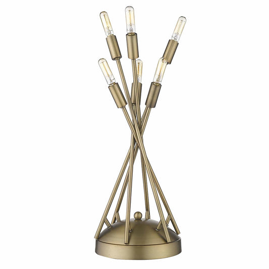 19" Brass Metal Six Light Novelty Table Lamp - Homeroots