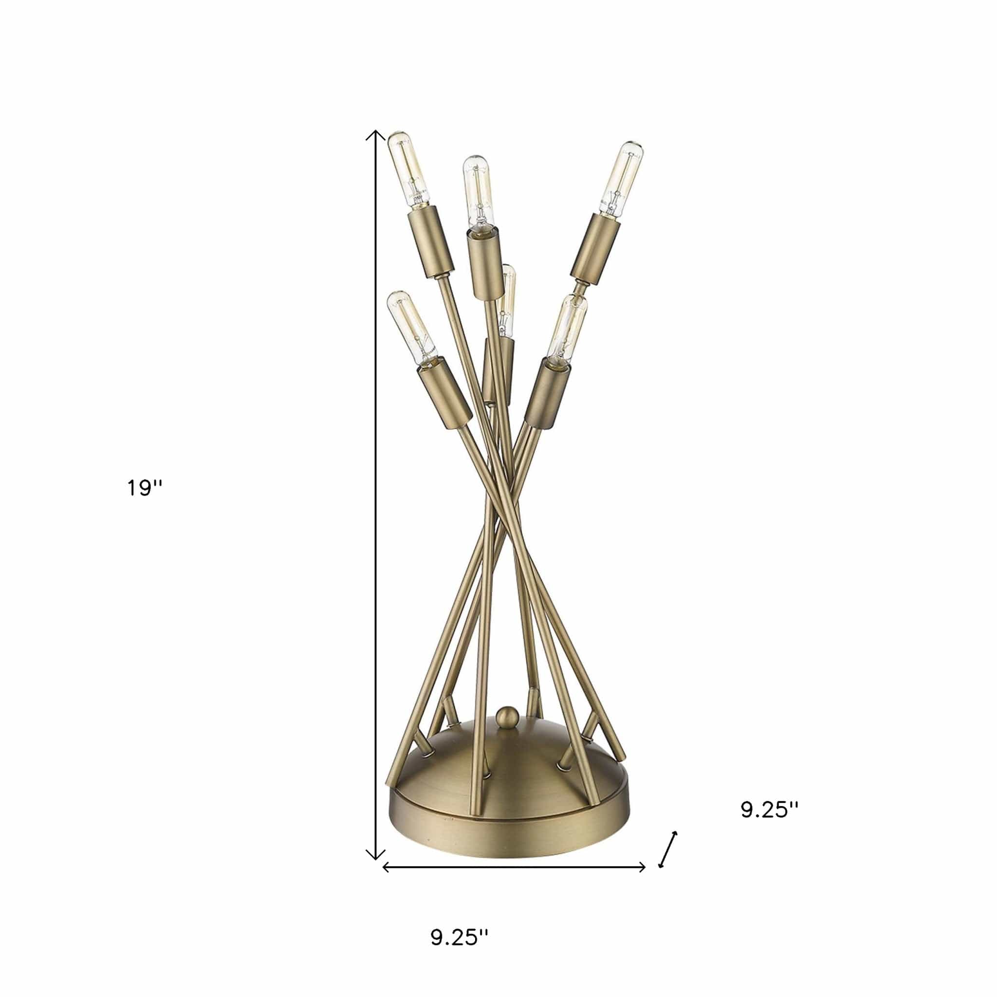 19" Brass Metal Six Light Novelty Table Lamp - Homeroots - Flyclothing LLC