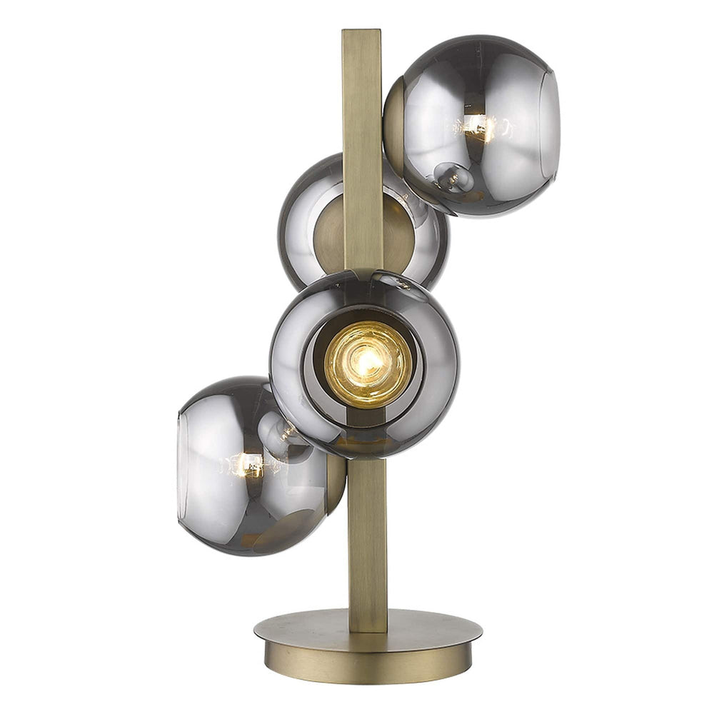 24" Brass Metal Four Light Novelty Table Lamp With Silver Metallic Globe Shades - Homeroots - Flyclothing LLC