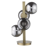 24" Brass Metal Four Light Novelty Table Lamp With Silver Metallic Globe Shades - Homeroots