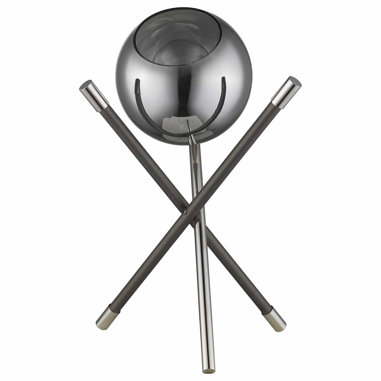 18" Black Metal Tripod Table Lamp With Nickel Globe Shade - Homeroots - Flyclothing LLC
