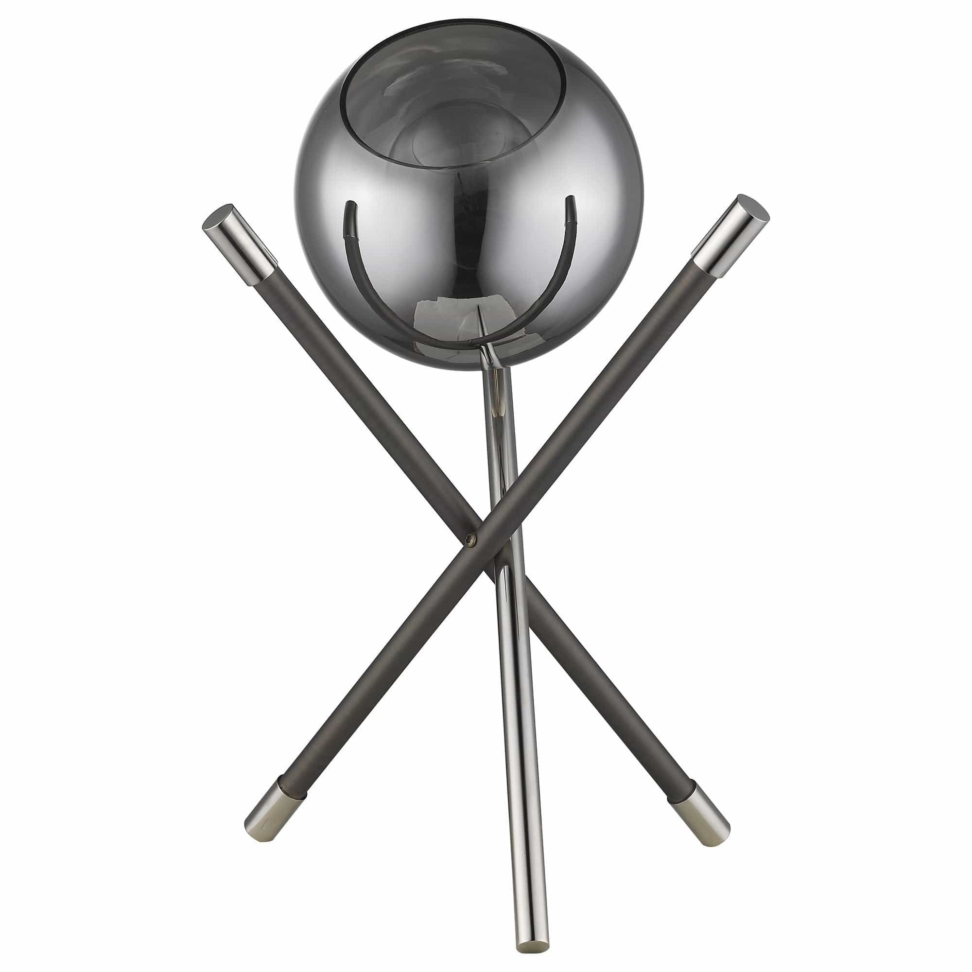 18" Black Metal Tripod Table Lamp With Nickel Globe Shade - Homeroots - Flyclothing LLC