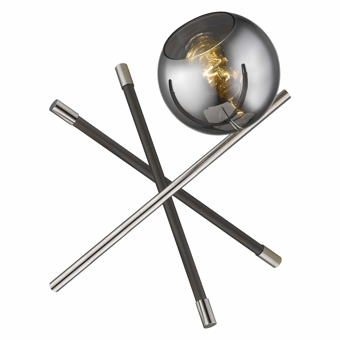 18" Black Metal Tripod Table Lamp With Nickel Globe Shade - Homeroots - Flyclothing LLC