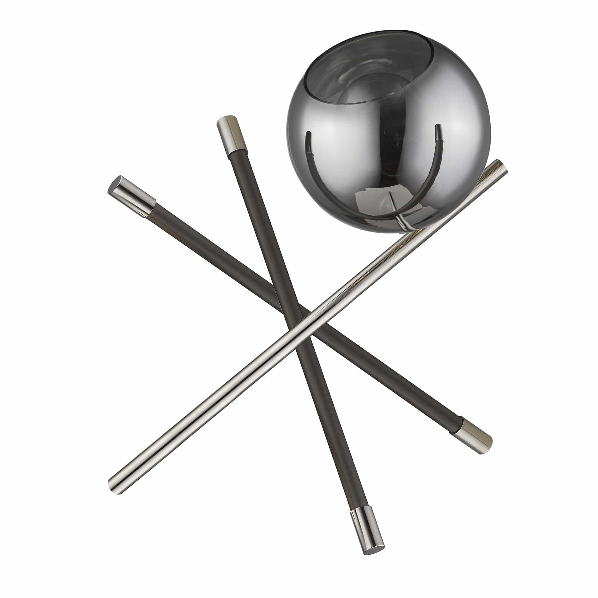 18" Black Metal Tripod Table Lamp With Nickel Globe Shade - Homeroots - Flyclothing LLC