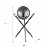 18" Black Metal Tripod Table Lamp With Nickel Globe Shade - Homeroots - Flyclothing LLC