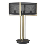 25" Brass Metal Four Light Geometric Table Lamp With Black Drum Shade - Homeroots - Flyclothing LLC