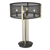 25" Brass Metal Four Light Geometric Table Lamp With Black Drum Shade - Homeroots - Flyclothing LLC