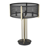 25" Brass Metal Four Light Geometric Table Lamp With Black Drum Shade - Homeroots - Flyclothing LLC
