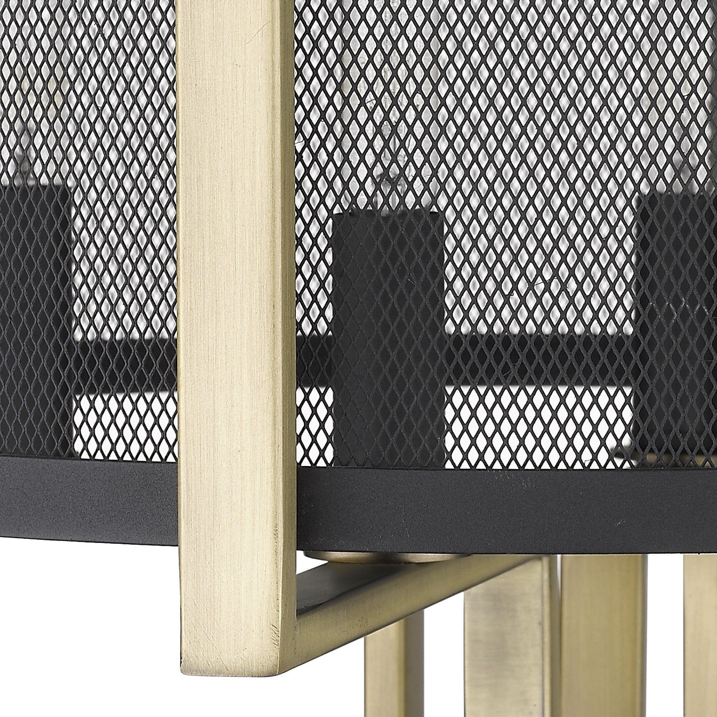 25" Brass Metal Four Light Geometric Table Lamp With Black Drum Shade - Homeroots - Flyclothing LLC