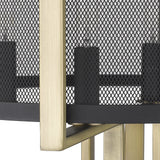 25" Brass Metal Four Light Geometric Table Lamp With Black Drum Shade - Homeroots - Flyclothing LLC