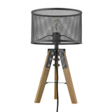 20" Brown Solid Wood Tripod Table Lamp With Black Drum Shade - Homeroots - Flyclothing LLC