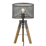 20" Brown Solid Wood Tripod Table Lamp With Black Drum Shade - Homeroots - Flyclothing LLC