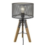 20" Brown Solid Wood Tripod Table Lamp With Black Drum Shade - Homeroots - Flyclothing LLC
