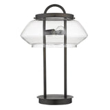24" Black Metal Two Light Table Lamp With Clear Novelty Shade - Homeroots