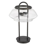 24" Black Metal Two Light Table Lamp With Clear Novelty Shade - Homeroots