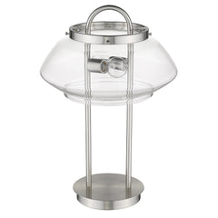 24" Silver Metal Two Light Table Lamp With Clear Novelty Shade