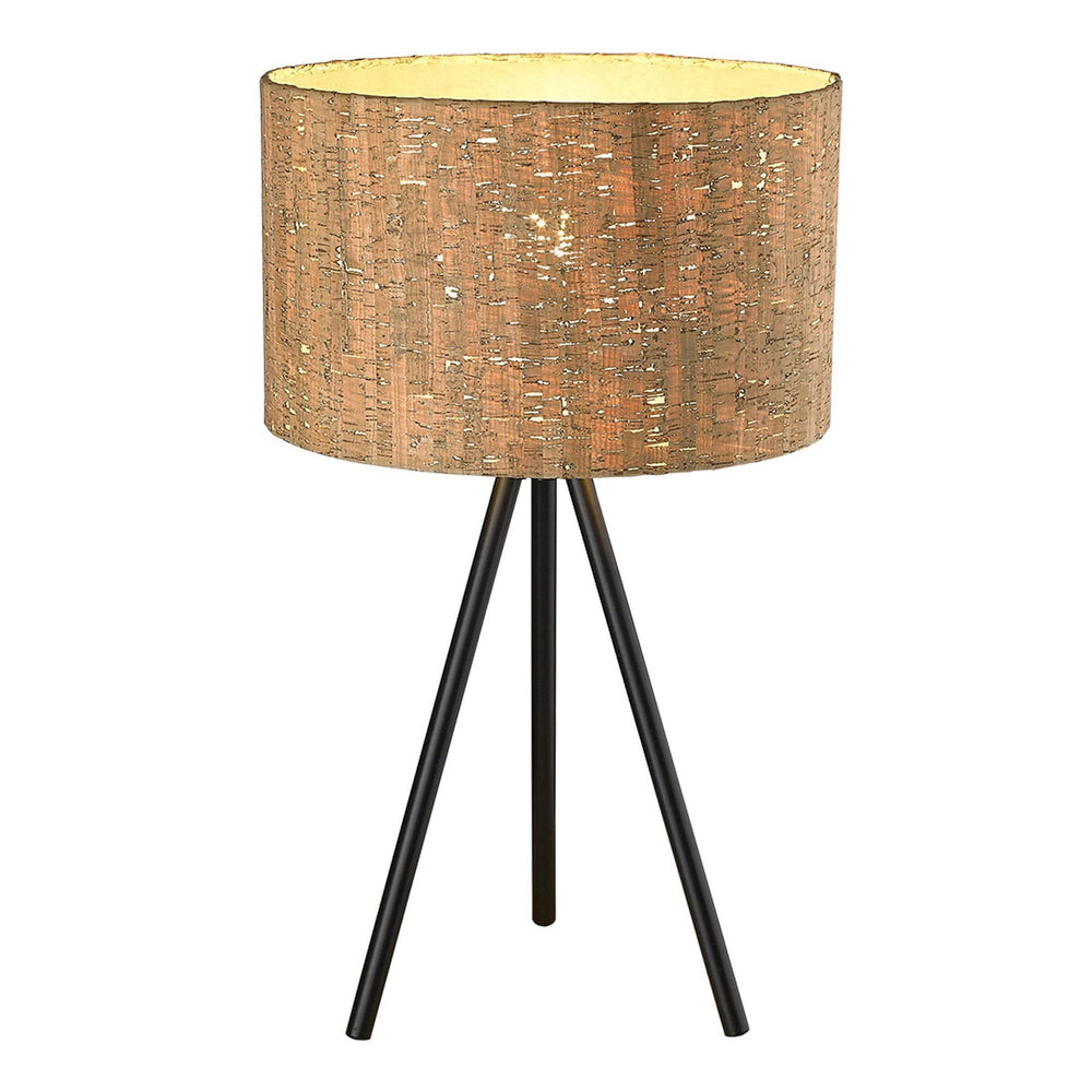 22" Black Metal Tripod Table Lamp With Beige Drum Shade - Homeroots