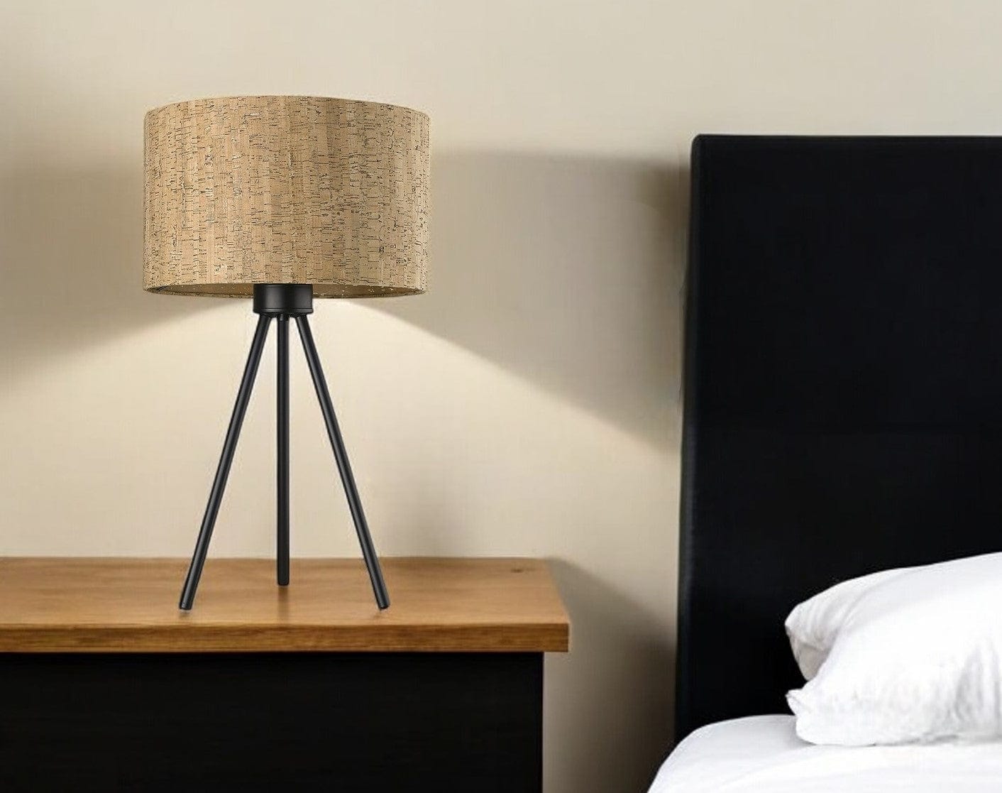 22" Black Metal Tripod Table Lamp With Beige Drum Shade - Homeroots - Flyclothing LLC