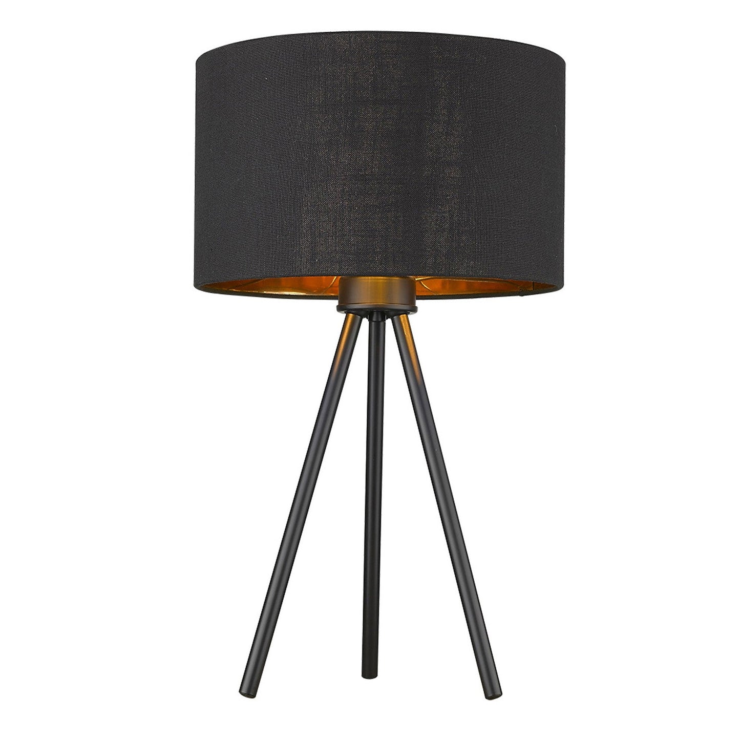 22" Black Metal Tripod Table Lamp With Black Drum Shade - Homeroots - Flyclothing LLC
